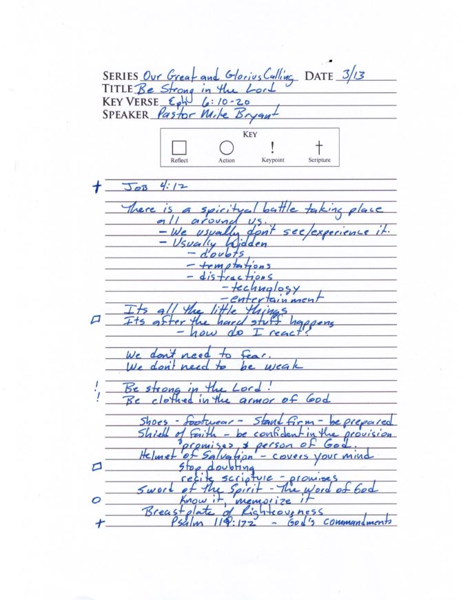 Sermon Notes page